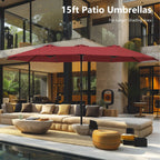 MAISON ARTS 15ft Double-Sided Patio Extra Large Twin Umbrella with Base Included