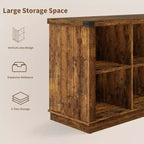 8 Cube Storage Organizer Bookshelf, Farmhouse Horizontal Bookcase, 62 Inch Wood Storage Bookcase for Entryway, Long Low Bookshelves for Living Room