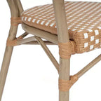 Flash Furniture 4 Pack Lourdes Indoor/Outdoor Commercial Thonet Bistro Stacking Chair with Arms, PE Rattan and Aluminum Frame