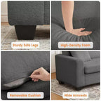 83W Modern 3-Seater Sofa with Deep Seat, Soft Fabric, Wide Armrest, Removable Washable Cushion Cover