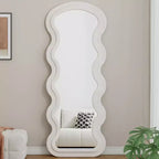 Modern Full Length Mirror, Flannel Vanity Mirror with Wooden Frame