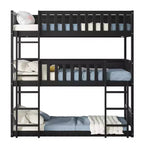 Triple Twin Bunk for Kids, Twin over Twin over Twin Detachable Bunk Bed with Ladder and Guardrail, Separate into 3 Beds