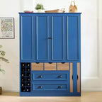 Whisen 71 Tall Freestanding Kitchen Pantry, Large Dining Storage Cabinet Cupboard Sideboards With 4 Foldable Doors, Shelves, Wine Racks