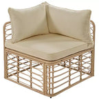 Whisen Weather-Resistant Rattan Outdoor Sectional Sofa Set Patio Couch Set with Thick Cushions and Pillows, Freely Combined Conversation Sets