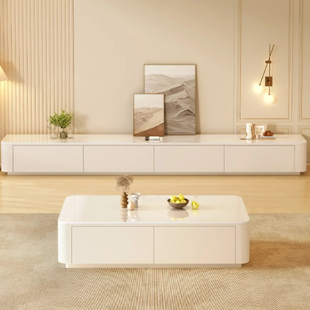 Modern Wooden TV Stand with Drawers and Cable Management