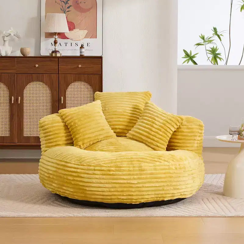 Bean Bag Sofa for Adults Kids, Oversized Corduroy Bean Bag Chair with 3 Pillows & Armrest for Living Room Bedroom - ModernLuxe