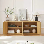 JVNOXK Wavy Wood Grain Sideboard, Vertical Stripes, TV Cabinet, Suitable for Bedroom/Entrance Hall. Natural Wood , 64W  15D  24H