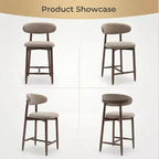 Ora Maison Set of 2/4/6 Counter Height Upholstered Bar Stool with Fabric & Walnut Finish