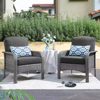 HOMLUX Set of 2 Patio Wicker Chairs Set Outdoor All Weather High Back Rattan Chairs