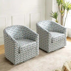Cuenca Modern Upholstered Barrel Chair with Swivel Base Set of 2
