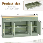 Celebalcony Buffet Cabinet with Storage,53.4 Large Kitchen Storage Cabinet with 3 Drawers & 4 Doors, Adjustable Shelf for Kitchen,Living Room