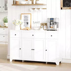 55 Sideboard Buffet Cabinet with 3 Drawers & 4 Doors, Adjustable Shelf Kitchen Storage Console for Dining Room Living Room