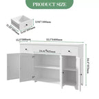 55 Sideboard Buffet Cabinet with 3 Drawers & 4 Doors, Adjustable Shelf Kitchen Storage Console for Dining Room Living Room