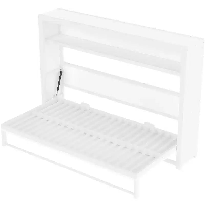 Twin Size Murphy Bed with Shelves, Metal Wall Bed with Foldable Design for Small Space