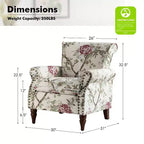 Araceli Traditional Wooden Upholstered Floral Armchair with Wingback and Nailhead Trim| ART OF LIVING DESIGNS