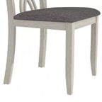 VECELO Rustic Wooden Dining Chairs, Rubber Wood Kitchen Chairs with Padded Seat & Elegant Hollowed Backrest, Gray