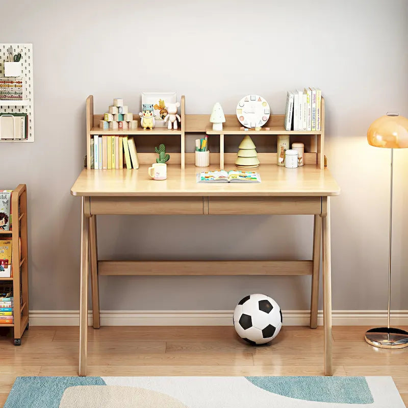 Kids Desk Kids Table Wood Computer Desk with Bookshelf - N/A