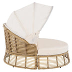 Outdoor Rattan Round Daybed with Canopy & Removable Cushions