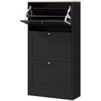 HOMCOM Narrow Shoe Storage Cabinet for Entryway with 3 Flip Drawers and Adjustable Shelves, Shoe Rack Organizer for 12-18 Pairs of Shoes