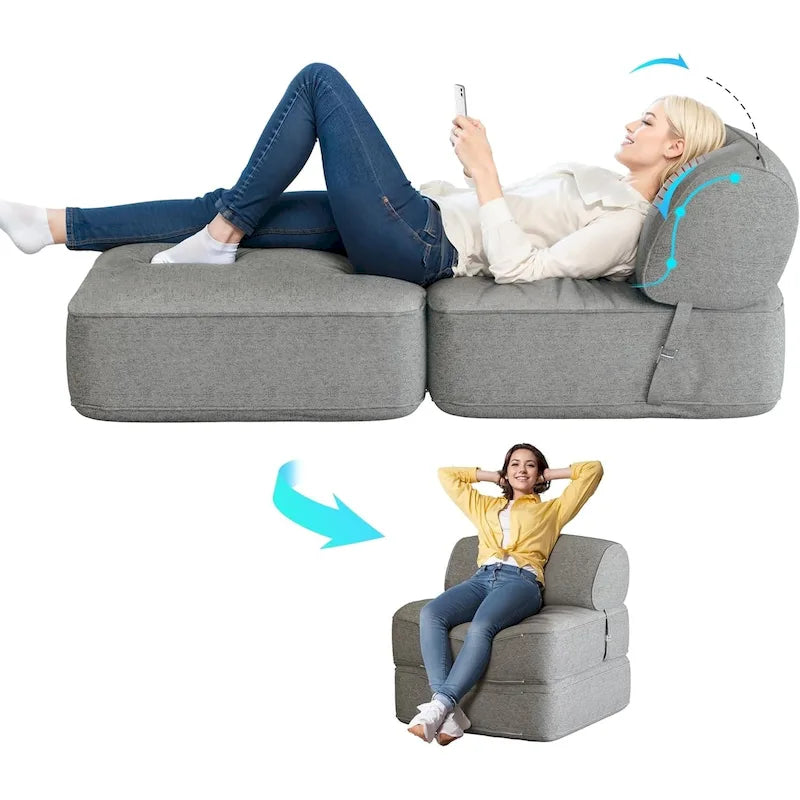 WOWMAX Convertible Folding Sofa Bed Folding Chair Bed with Back Bolster