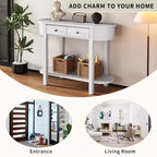 Okak Elegant Console Table with Smooth Glaze, Entry Table with Curved Design and 2 Drawers, Accent Table for Living Room, Hallway