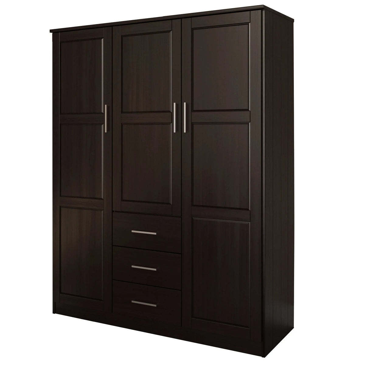 Palace Imports 100% Solid Wood Cosmo 3-Door Wardrobe Armoire with Solid Wood or Mirrored Doors