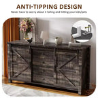 SinCiDo Farmhouse 60Dressing Table with Sliding Barn Door and 4 Drawers,Drawer Cabinet Living Room,Bedroom,Coffee Bar