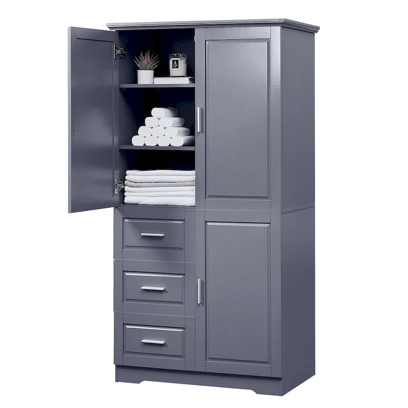Tall and Wide Storage Cabinet with Doors for Bathroom/Office