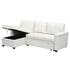 Convertible Reversible Sectional Sofa with Pull-Out Sleeper Bed, Hidden Storage Chaise, and Durable Legs