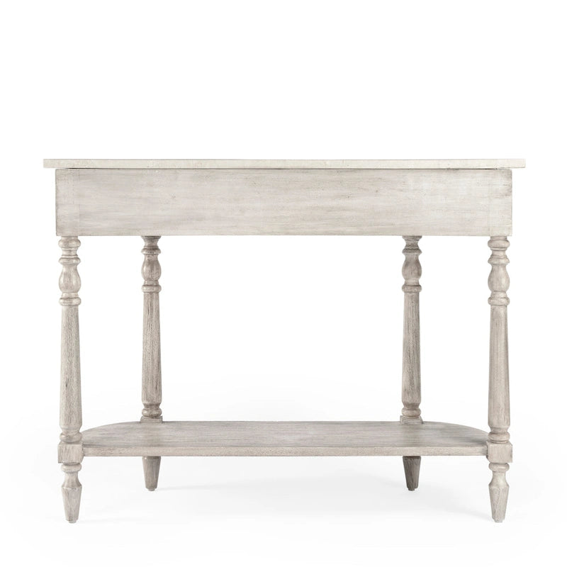 Marble Top Console Table ¨C Light Brown / Grey / Washed Black, Demilune, 1-Person Assembly