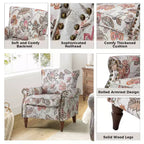 Araceli Traditional Wooden Upholstered Floral Armchair with Wingback and Nailhead Trim| ART OF LIVING DESIGNS