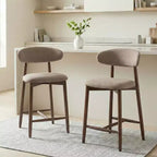 Ora Maison Set of 2/4/6 Counter Height Upholstered Bar Stool with Fabric & Walnut Finish