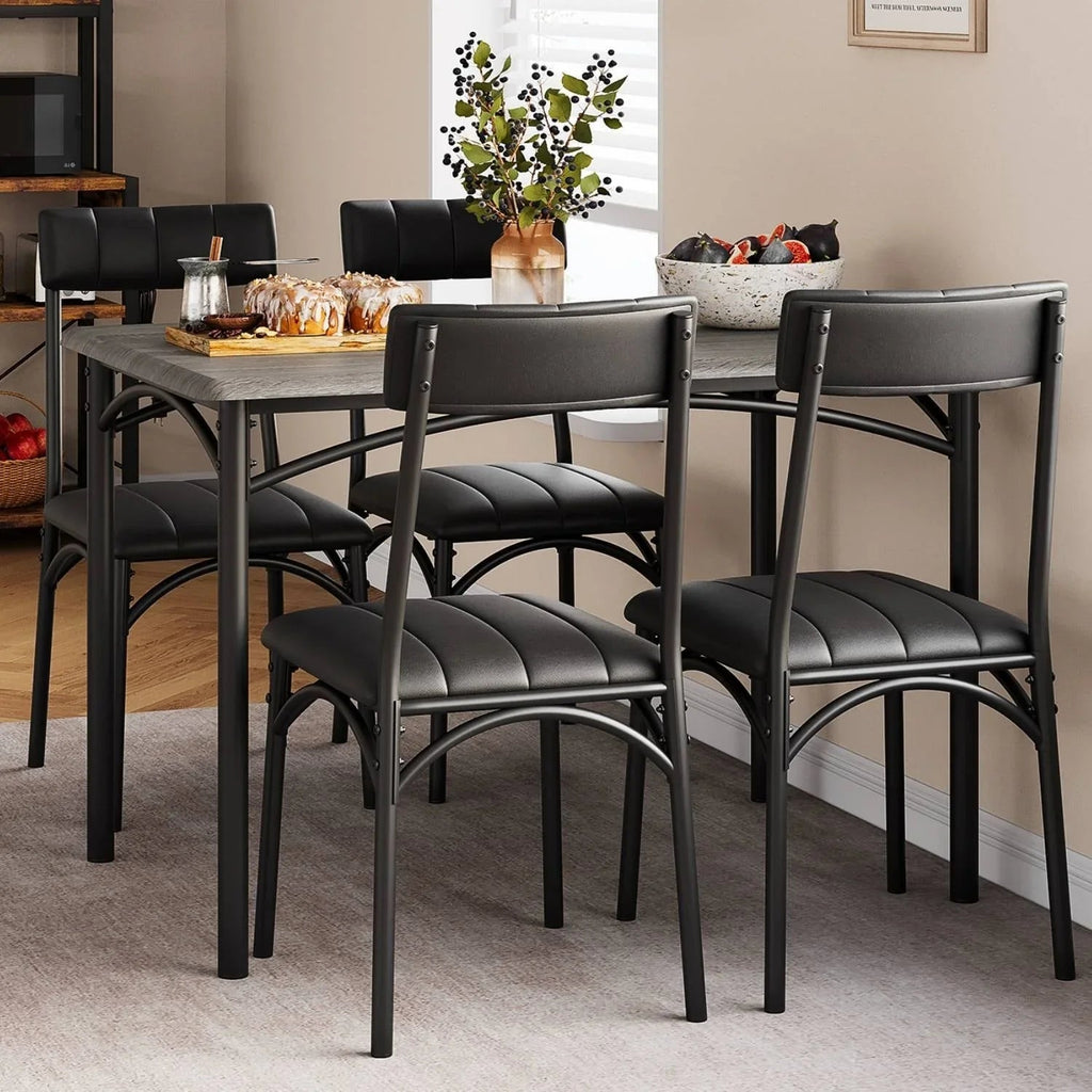 Rectangular Dining Table Set for 4 with Upholstered Chairs