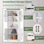 69 Tall Corner Cabinet, Farmhouse Corner Storage Cabinet, Space Saving Storage, Glass Door, Adjustable Shelves, for Living Room, Kitchen