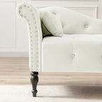 Modern 60.6  Velvet Upholstered Buttons Tufted Chaise Lounge Chair with Solid Wood Legs and Nailheads