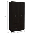 FM Furniture Eureka 3 Door Armoire with 2 Drawers, Inner Shelves, and Rod