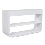 ModernLuxe Curved Console Table Entryway Table Sofa Side Table Display Stand Accent Table with 3 Soft-Close Drawers & 2 Open Shelves