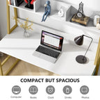 47 Inch Modern Computer Desk with Hutch and Bookshelf