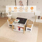 4-in-1 Activity Table Set with Detachable Tabletop, Table Set with Drawers and Bookshelf, Multifunctional Toddler Furniture for Drawing, Reading