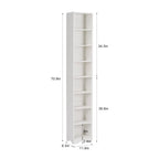 VECELO 70.9 Inches Tall Bathroom Narrow Linen Cabinet, 8 Tiers Solid Wood Freestanding Storage Cabinet