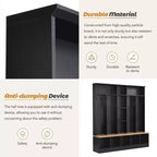 CLIHOME Wide Design Hall Tree with Storage Bench, Minimalist Shoe Cabinet with Cube Storage & Shelves