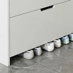 3-Tier White Wood Shoe Cabinet with Drop Front