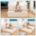 WARMOUNTS Foldable Sofa Bed with Adjustable Backrest, Convertible Queen Size Sleeper Sofa for Living Room & Office
