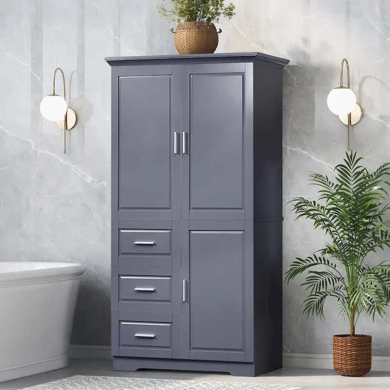 Tall and Wide Storage Cabinet with Doors for Bathroom/Office