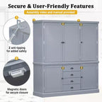 Whisen 73 Freestanding Wooden Kitchen Pantry Cabinet with Drawers and Adjustable Shelves for Storage and Organization in Dining Room or Kitchen