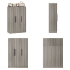 Timechee 47.2 Armoire Clothes Storage Solid Wood Handles Wardrobe White