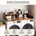 2-Tier Washer and Dryer Countertop with Shelf or Drawers, Laundry Countertop Cover with Non-Slip Pad, 54X27.5 Laundry Topper for Folding Clothes
