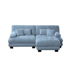 L Shaped Loveseat Sofa Chenille Sectional Couch with Lumbar Pillows