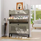 Modern Wooden Shoe Storage Cabinet, Adjustable Shelf, Freestanding Modern Design, for Hallway, Living Room