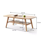 GDFStudio Wright Modern Solid Oak Wood Rectangle Coffee Table With Storage Shelf